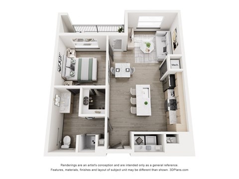 Floor plan for 1 bed, 1 bath, 815 sqft